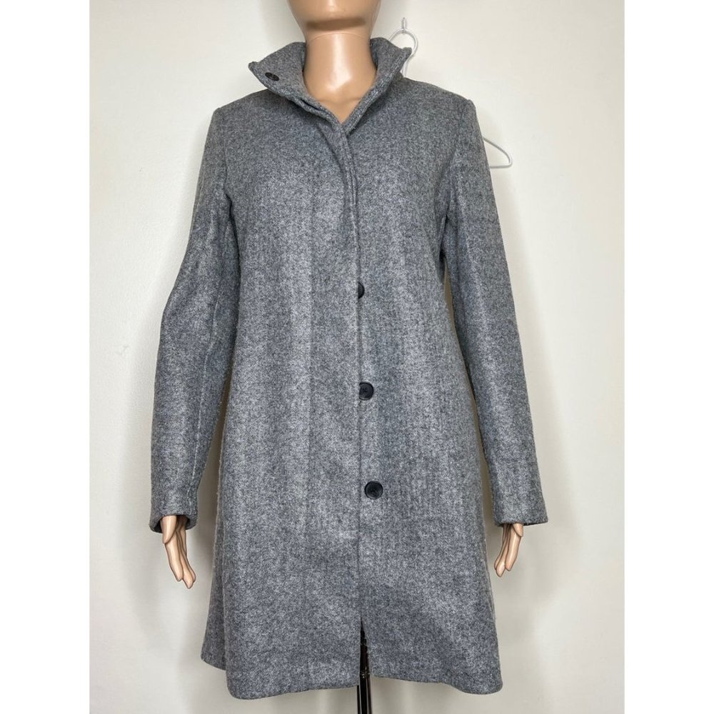 Womens Old Navy Small Grey Long Peacoat Soft-Brushed Button Up